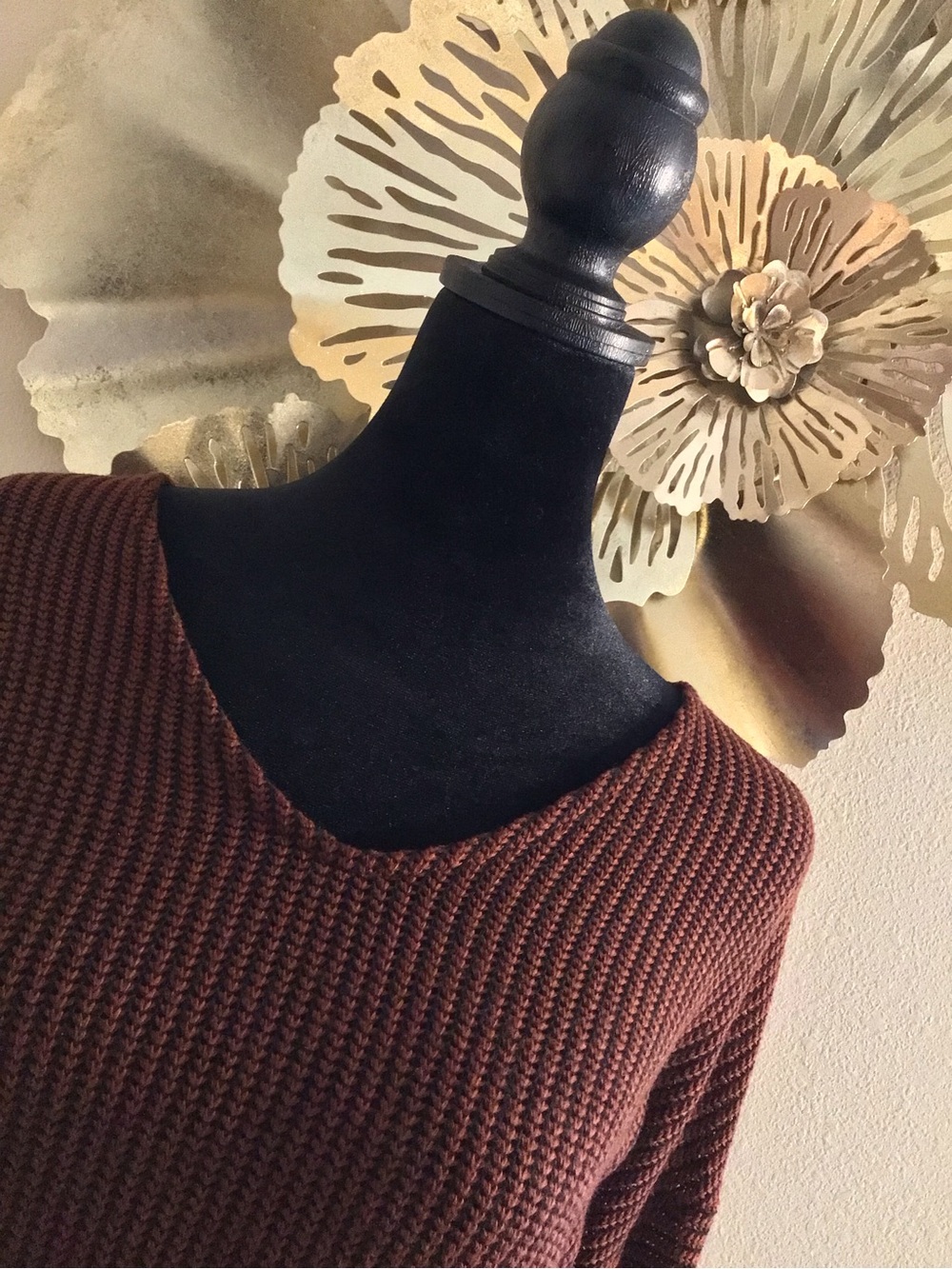 LUSH Orange/Black Waffle Knit Round-Neck Women’s Sweater, size XS